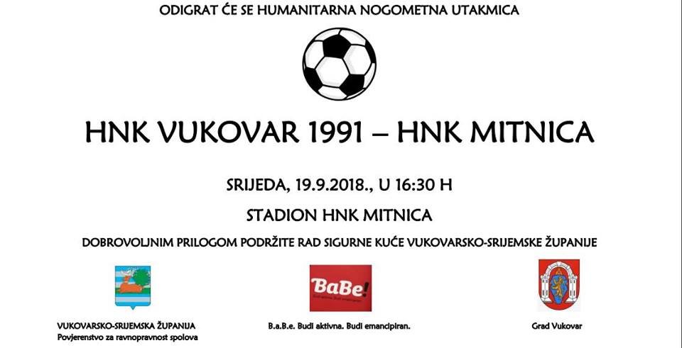 Najava: Humanitarna nogometna utakmica u Vukovaru